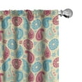 thumbnail image 1 of Ambesonne Paisley Curtains, Traditional Leafy Motifs, Pair of 28"x63", Turquoise Pink Cream, 1 of 5