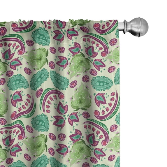 Ambesonne Paisley Curtains, Traditional Motifs, Pair of 28"x95", Multicolor