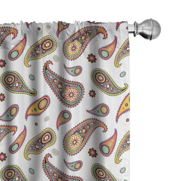 Ambesonne Paisley Curtains, Vintage Hipie Ethnic, Pair of 28"x63", Multicolor