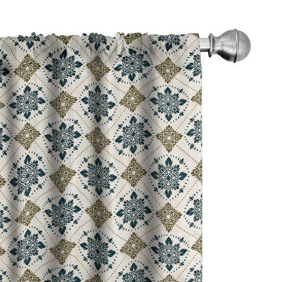 Ambesonne Paisley Curtains, Vintage Patterns, Pair of 28"x84", Brown Blue