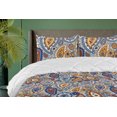 thumbnail image 1 of Ambesonne Paisley Down Alternative Quilt Comforter, Floral Ornament Drop Motifs, Full, Marigold Rust Blue, 1 of 1