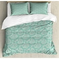 thumbnail image 1 of Ambesonne Paisley Duvet Cover Set, Floral Oriental Butterflies, King, Pale Teal Pale Tan, 1 of 6
