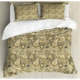 thumbnail image 1 of Ambesonne Paisley Duvet Cover Set, Flowers Stripes, Queen, Brown Black and White, 1 of 3