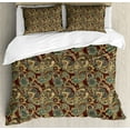 thumbnail image 1 of Ambesonne Paisley Duvet Cover Set, Persian Hippie Florets, Queen, Sand Brown Chocolate, 1 of 3