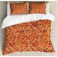 thumbnail image 1 of Ambesonne Paisley Duvet Cover Set, Traditional Ethnic Motif, 2-Calking, Paprika and Pale Yellow, 1 of 7
