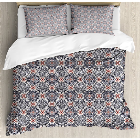 Ambesonne Paisley Duvet Cover Sets, Boho Floral Vintage, 2-Queen, Multicolor
