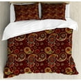 thumbnail image 1 of Ambesonne Paisley Duvet Cover Sets, Middle Eastern Tribual, 2-Queen, Burgundy and Dark Mustard, 1 of 7