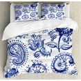 thumbnail image 1 of Ambesonne Paisley Duvet Cover Sets, Watercolor Mandala, 2-King, Navy Blue White, 1 of 6