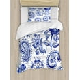 thumbnail image 1 of Ambesonne Paisley Duvet Cover Sets, Watercolor Mandala, 2-Twin, Navy Blue White, 1 of 4