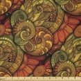 thumbnail image 1 of Ambesonne Paisley Fabric by the Yard Microfiber, Art Deco Oriental Flowers, 1 Yard, Reseda Green Orange, 1 of 2
