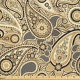 thumbnail image 1 of Ambesonne Paisley Fabric by the Yard Microfiber, Flowers Stripes, 3 Yards, Brown Black and White, 1 of 4