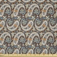 thumbnail image 1 of Ambesonne Paisley Fabric by the Yard Microfiber, Vintage Oriental Ethnic, 3 Yards, Redwood and Blue Grey, 1 of 2