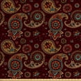 thumbnail image 1 of Ambesonne Paisley Fabric by the Yard Upholstery, Middle Eastern Tribual, 3 Yards, Burgundy and Dark Mustard, 1 of 4