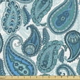 thumbnail image 1 of Ambesonne Paisley Fabric by the Yard Upholstery, Ocean Stripe and Flower, 1 Yard, Blue and White, 1 of 5