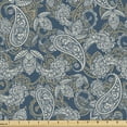 thumbnail image 1 of Ambesonne Paisley Fabric by the Yard Upholstery, Persian Curved Tip Motif, 10 Yards, Dark Blue Beige, 1 of 4