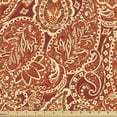 thumbnail image 1 of Ambesonne Paisley Fabric by the Yard Upholstery, Traditional Ethnic Motif, 5 Yards, Paprika and Pale Yellow, 1 of 5