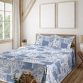 thumbnail image 1 of Ambesonne Paisley Fitted & Flat Sheet with Shams 4 Pcs Set, Modern Floral Motifs Print, Full, Dark Lavender White, 1 of 5
