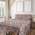thumbnail image 1 of Ambesonne Paisley Fitted & Flat Sheet with Shams 4 Pcs Set, Vintage Oriental Botany Art, Calking, Camel Pale Pink Seafoam, 1 of 5