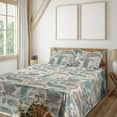 thumbnail image 1 of Ambesonne Paisley Fitted & Flat Sheet with Shams 4 Pcs Set, Vintage Spots and Floral, Queen, Cream Teal Burnt Orange, 1 of 1