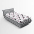 thumbnail image 1 of Ambesonne Paisley Fitted Sheet, Abstract Cultural Swirling, Twin Size, Black Grey and Pink, 1 of 2