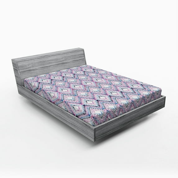 Ambesonne Paisley Fitted Sheet, Abstract Tribal Pattern, Queen Size, Multicolor