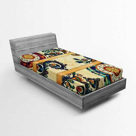 Ambesonne Paisley Fitted Sheet, Eastern Batik Style, Twin Size, Multicolor