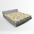 thumbnail image 1 of Ambesonne Paisley Fitted Sheet, Folkloric Floral Drop Forms, Full Size, Orange Yellow White, 1 of 2