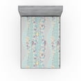 thumbnail image 1 of Ambesonne Paisley Fitted Sheet, Modern Floral Motif Pattern, Queen Size, Petrol Blue Pale Grey, 1 of 5