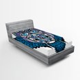 thumbnail image 1 of Ambesonne Paisley Fitted Sheet, Owl Bird Animal Tattoo, Twin XL Size, Navy Blue and Purple, 1 of 3