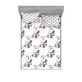thumbnail image 1 of Ambesonne Paisley Fitted Sheet & Pillow Sham Set, Abstract Cultural Swirling, Full, Black Grey and Pink, 1 of 2