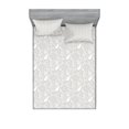 thumbnail image 1 of Ambesonne Paisley Fitted Sheet & Pillow Sham Set, Abstract Flowers Leafs, Queen, Grey and White, 1 of 2