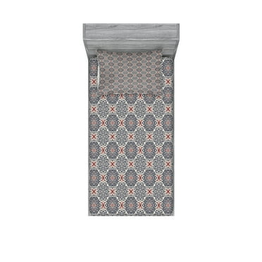 Ambesonne Paisley Fitted Sheet & Pillow Sham Set, Boho Floral Vintage, Twinxl, Multicolor