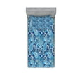 thumbnail image 1 of Ambesonne Paisley Fitted Sheet & Pillow Sham Set, Flowers Leaves and Dots, Twin, Blue, 1 of 2