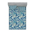 thumbnail image 1 of Ambesonne Paisley Fitted Sheet & Pillow Sham Set, Inspired Persian, Full, Teal Navy and Tan, 1 of 2