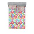 thumbnail image 1 of Ambesonne Paisley Fitted Sheet & Pillow Sham Set, Modern Striped Oriental, Full, Multicolor, 1 of 2