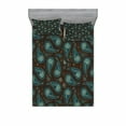 thumbnail image 1 of Ambesonne Paisley Fitted Sheet & Pillow Sham Set, Modern Teardrop Shapes, Queen, Brown Blue and Dark Blue, 1 of 2