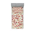 thumbnail image 1 of Ambesonne Paisley Fitted Sheet & Pillow Sham Set, Style Rose Motif, Twinxl, Pale Pink Red, 1 of 2