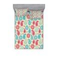 thumbnail image 1 of Ambesonne Paisley Fitted Sheet & Pillow Sham Set, Traditional Leafy Motifs, Full, Turquoise Pink Cream, 1 of 2