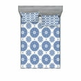 thumbnail image 1 of Ambesonne Paisley Fitted Sheet & Pillow Sham Set, Vintage French Blue, Queen, Blue White, 1 of 2