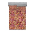 thumbnail image 1 of Ambesonne Paisley Fitted Sheet & Pillow Sham Set, Vivid Flowers and Dots, Full, Multicolor, 1 of 2