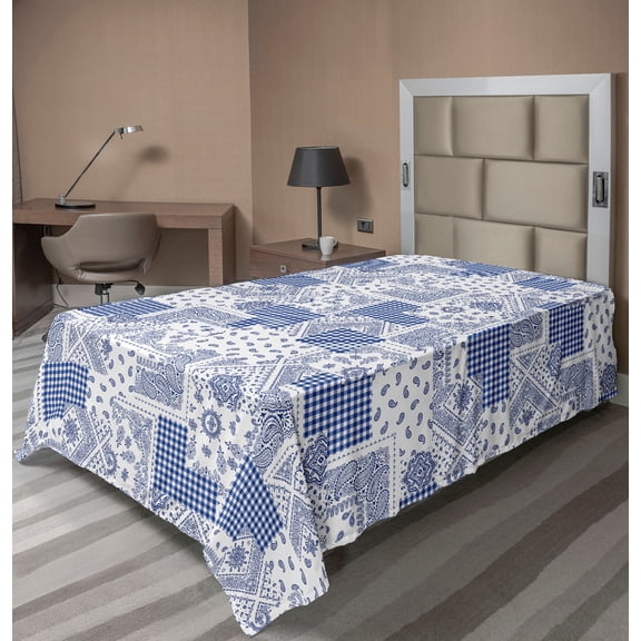 Ambesonne Paisley Flat Bedding Sheet Soft Top Sheet, Modern Floral Motifs Print, Twin, Dark Lavender White