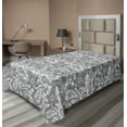 thumbnail image 1 of Ambesonne Paisley Flat Sheet, Leafy Stripes Traditional, Twin Size, White and Grey, 1 of 1