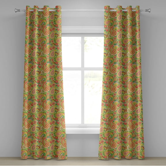 Ambesonne Paisley Grommet Curtain, Colorful Vintage, 50" x 120", Multicolor