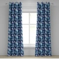 thumbnail image 1 of Ambesonne Paisley Grommet Curtain, Feather and Wavy Design, 50" x 120", Pale Blue Navy Blue, 1 of 6