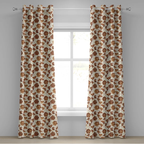 Ambesonne Paisley Grommet Curtain, Motif, 50" x 108", Pale Coffee