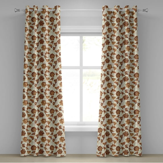 Ambesonne Paisley Grommet Curtain, Motif, 50" x 108", Pale Coffee