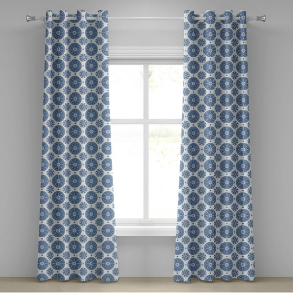 Ambesonne Paisley Grommet Curtain, Vintage French Blue, 50" x 96", Blue White