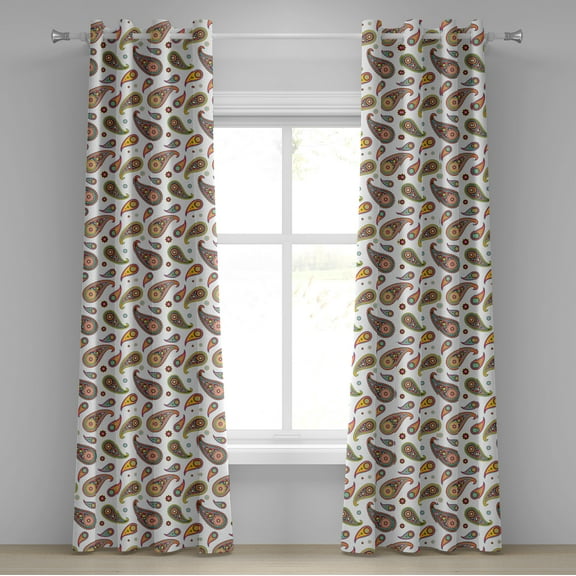 Ambesonne Paisley Grommet Curtain, Vintage Hipie Ethnic, 50" x 84", Multicolor