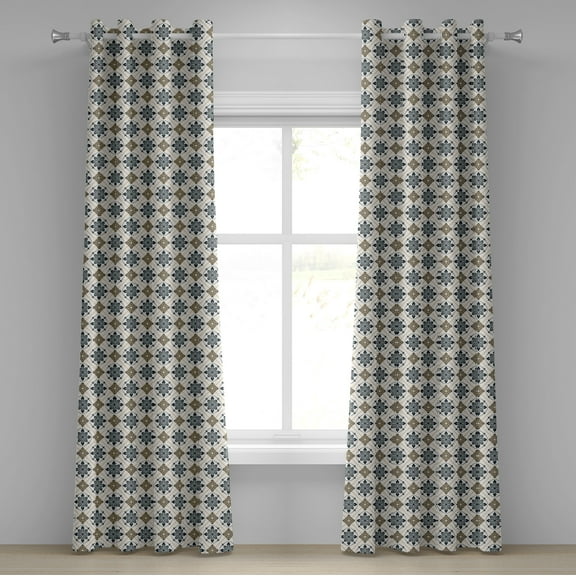 Ambesonne Paisley Grommet Curtain, Vintage Patterns, 50" x 120", Brown Blue