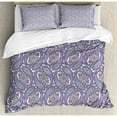 thumbnail image 1 of Paisley Duvet Cover Set, Tribal Floral Ornamental Patterned Design with Raindrop Like Shapes Art, Decorative 3 Piece Bedding Set with 2 Pillow Shams, Queen Size, Blue and Purple, by Ambesonne, 1 of 3